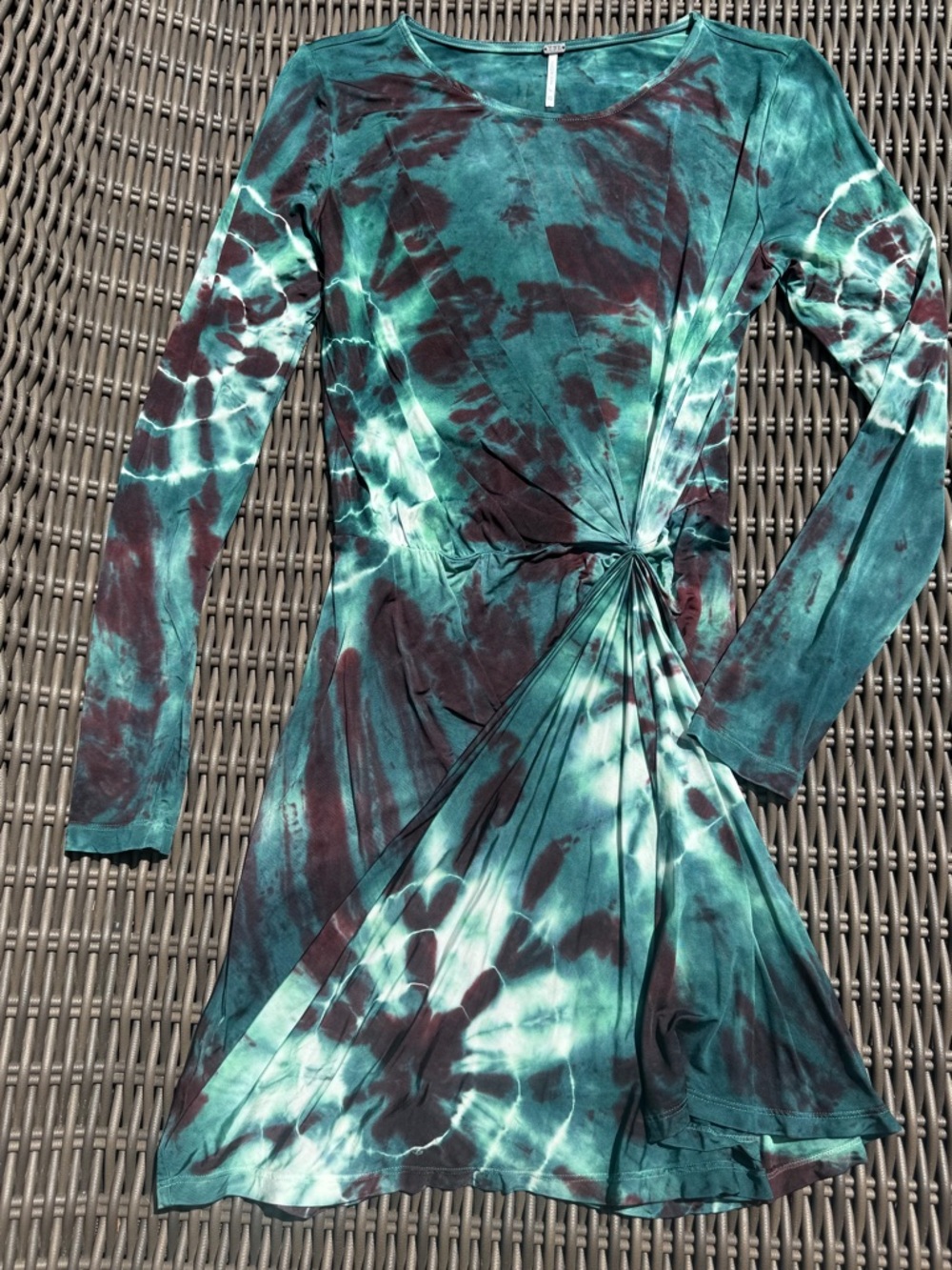 YFB Tie-Dye Long Sleeve Twist-Waist Dress - Size XS